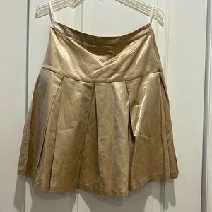 Gold satin pleated skirt